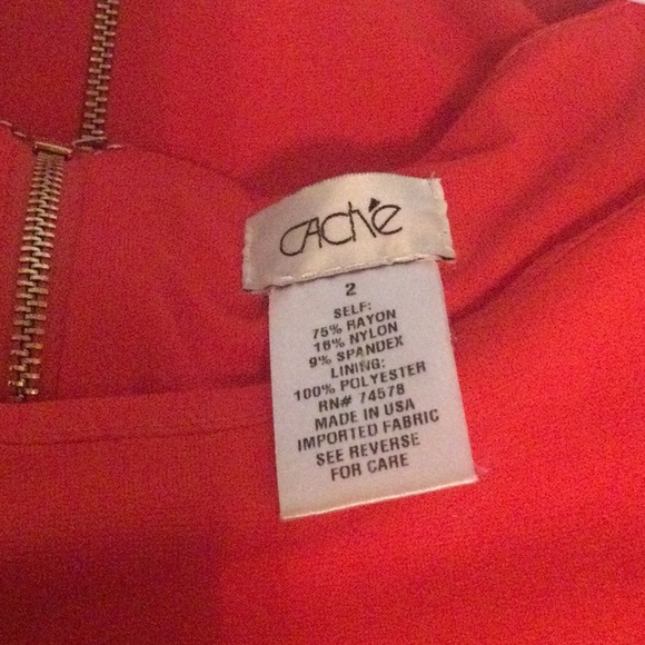 Cache Orange Peplum Dress, Size 2, with Belt - Picture 9 of 10